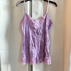Maurice Fairy Cami Top Small Purple Crinkle Floral Lace Romantic Boho Y2K 18865x